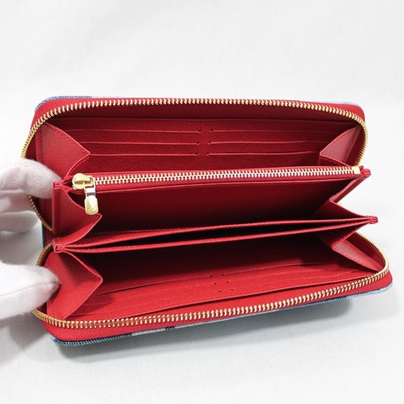 Louis Vuitton Monogram Denim Zippy Wallet Patchwork Blue - Picture 5 of 7